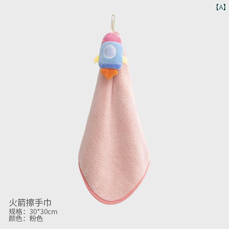 ハンドタオル 吊り下げ 厚手 子供用高 吸水性 キッチン バス ルーム 家庭用 かわいい ハンカチ タオル