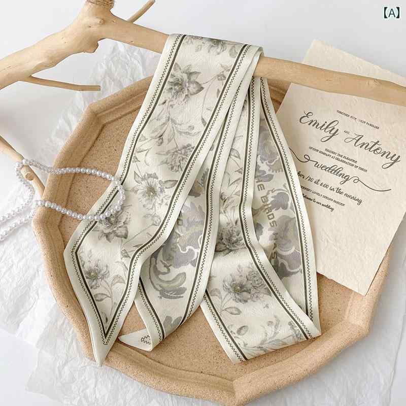 スカーフ レディース リボン ファッション 山野 朝 雲 華 武 日付第 35回 スカーフ 小 細長 編み込み 髪 結び バッグ リボン ベルト