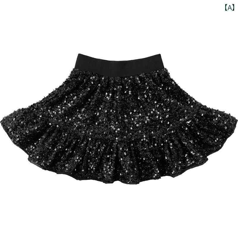 女の子 スカート 子供用 ショート 女の子 軽い 高級 スパンコール スカート 子供用 ショート エレガントの ティアードスカートな 2024 春秋冬