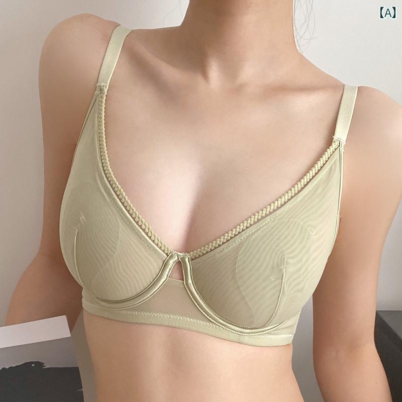 プッシュアップ 下着 レディース 魅惑的 メッシュの 薄型 下着 大きい 胸の 女性用 小さい サイズ 調節..