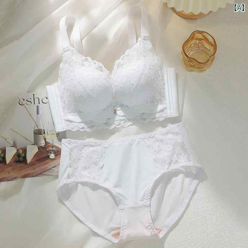 プッシュアップ 下着 レディース ホワイト非 磁性 下着 セット レディース 夏 薄手 ブラジャー ギャザ..