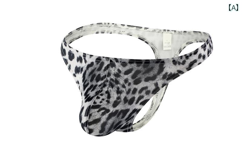 メンズ T バック メンズ ヒョウ 柄 T バック ローウエスト 魅惑的 フィットネス シングル 下着 シーム..