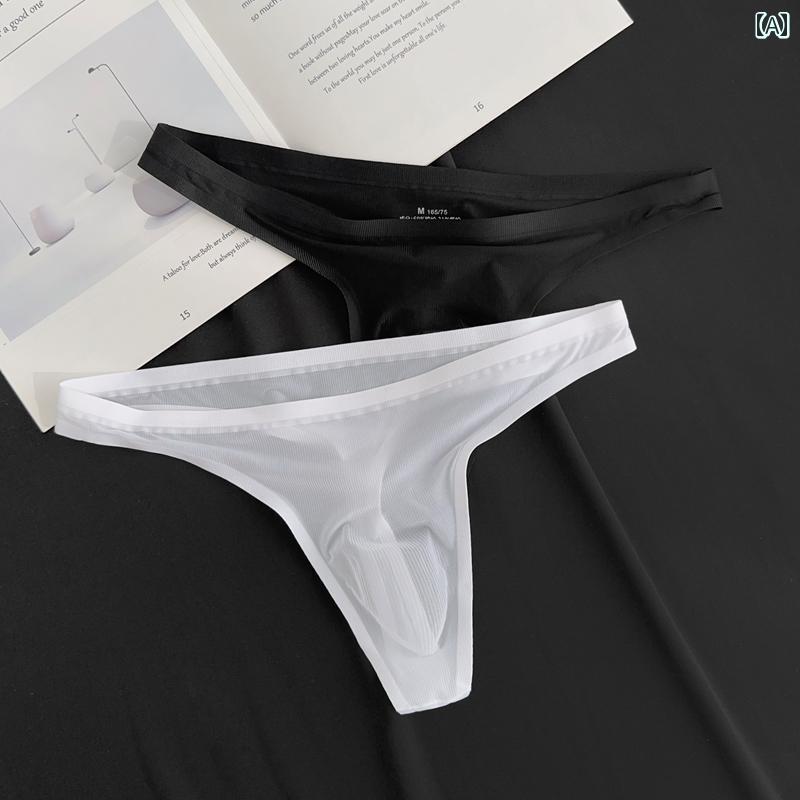 メンズ T バック 2枚 組 メンズ 下着 T バック ローウエスト シームレス シングル 冷感 クール セクシー U 凸 薄 底 パンツ