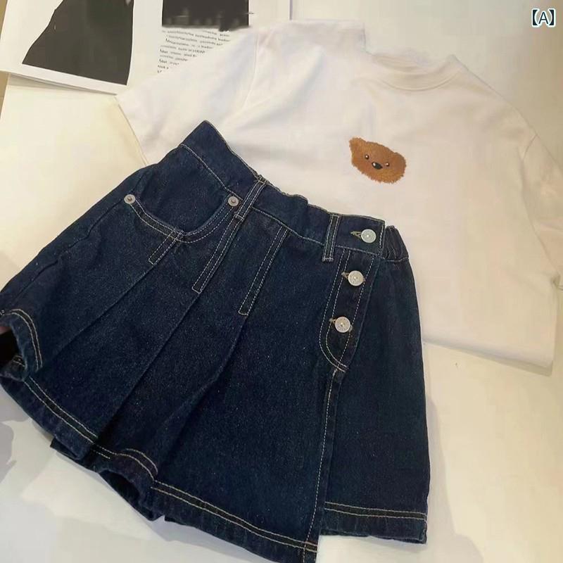 ガールズ ショート パンツ スカート Bolahan 子供服 女の子 デニム ショート スカート 2025 春夏 子供 ..
