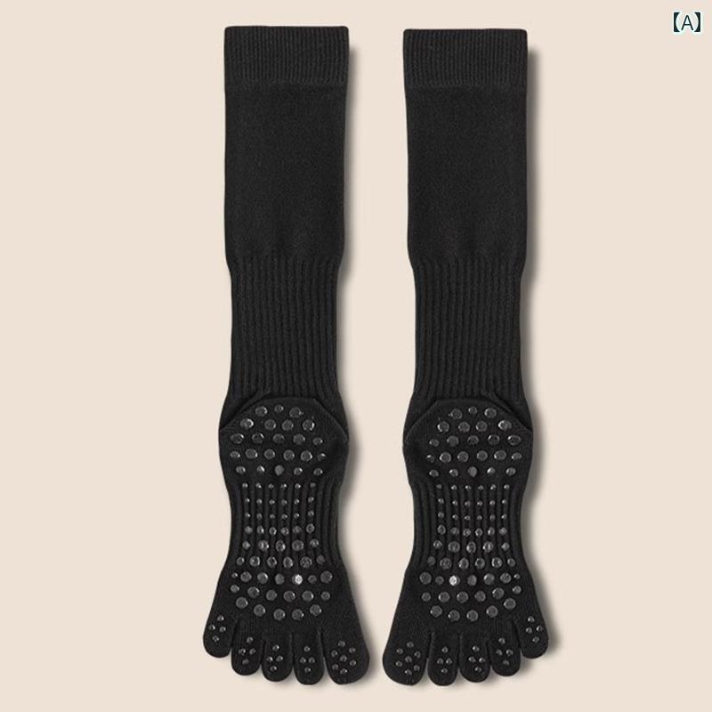 ヨガ ソックス ピラティス ロング チューブ ヨガ ソックス 滑り止め プロ 女性用 5本 指 フロア 大人用..