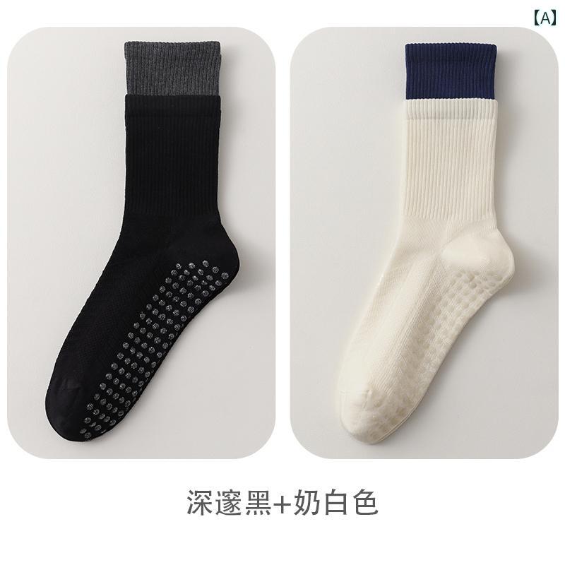 ヨガ ソックス ピラティス レディース ヨガ ソックス プロ 滑りにくい コットン 骨なし ダブルカフ ミ..