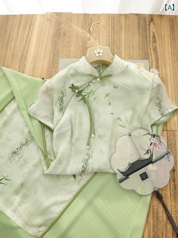 アオザイ チャイナ ドレス グリーンの エレガントな チャイナ風 アオザイ チャイナ ドレス 女性 2025 春夏の 淑女 風の 若見え スタイル