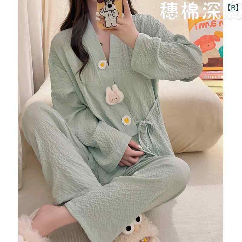 　パジャマ　レディース　上下 着物 パジャマ レディース 春秋 秋 長袖 和風 スイートピー チ ネット 風 家 着 夏