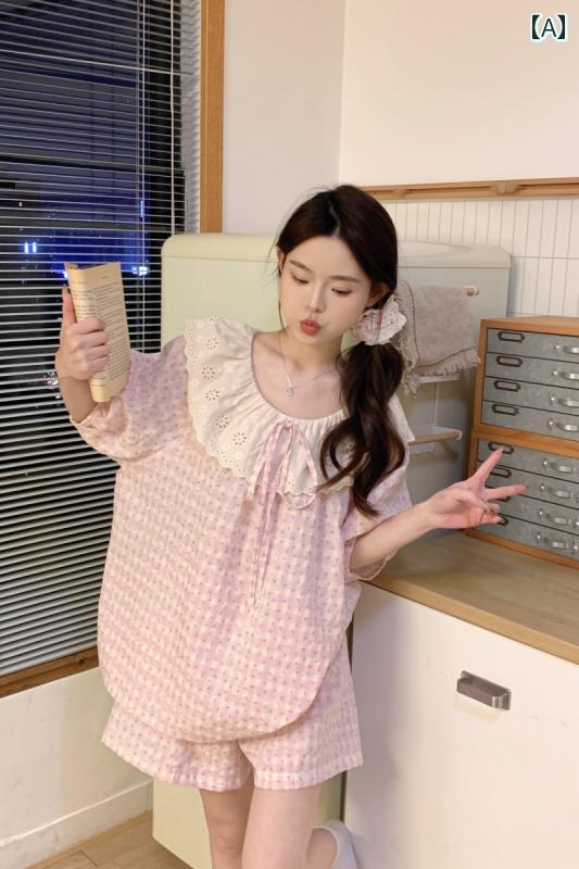 　パジャマ　レディース　上下 2025 夏 韓国 通気性 半袖 ウォーキングと アウター コットンリネン パ..