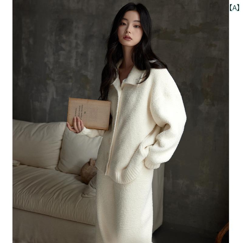 レディース　パジャマ　スウェット　上下 フェン テンカン パジャマ レディース 秋冬 サンゴ フリース 2025 ソフト ハーフ ベルベット ホーム 服 セットは 外で 着用 できます(4.0)