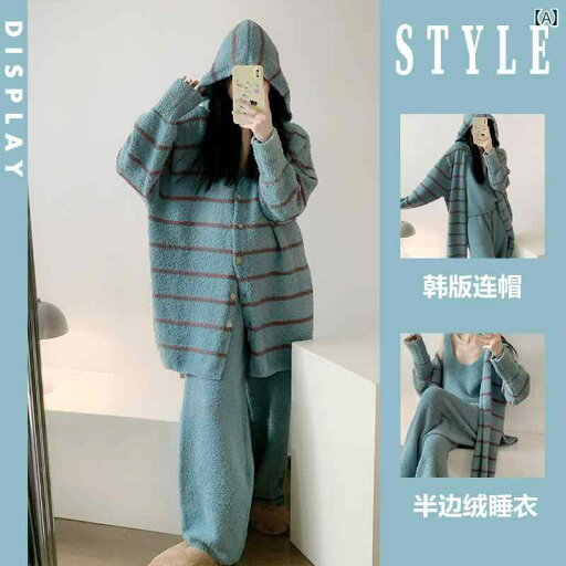 レディース パジャマ スウェット 上下 シンプルで な フード付き ハーフ フリース パジャマ 女性用 スリーピース 冬 長袖 裏起毛 厚手 暖かい ホームウェア レディース パジャマ スウェット 上下 シンプルで な フード付き ハーフ フリース パジャマ 女性用 スリーピース 冬 長袖 裏起毛 厚手 暖かい ホームウェア