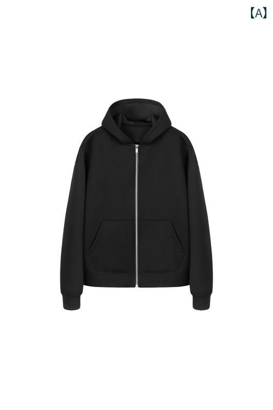 パーカー　フード付き　ニット NewDecay 24 FW サンドイッチ エア レイヤー ベーシック ジッパー フード付き セーター ジャケット(4)