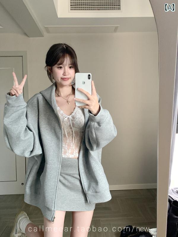 パーカー　フード付き　ニット CallmeEar / /【 ハイ ウェイト セーター】 ジッパー フード付き セータ..