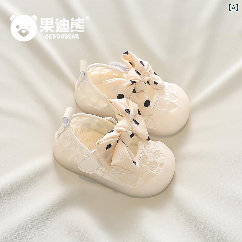 ベビー　シューズ　かわいい ベビー サンダル プリンセス リボン ソフト ソール メッシュ 通気性 夏 1 ..