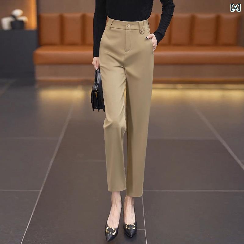 レディース　ハイウエスト　パンツ カジュアル シガレットパンツ レディース 春夏 2025 プロ ハイウエスト スーツ パンツ スモール ストレート