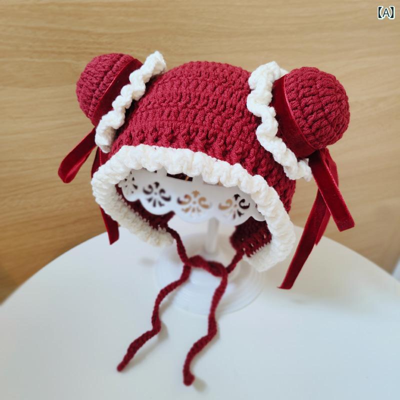 帽子 うさぎ耳 かわいい 可愛くて かわいい 秋冬 女の子 ベビー ウール 帽子 手編み プリンセス 春 麗 耳 保護 写真 撮影