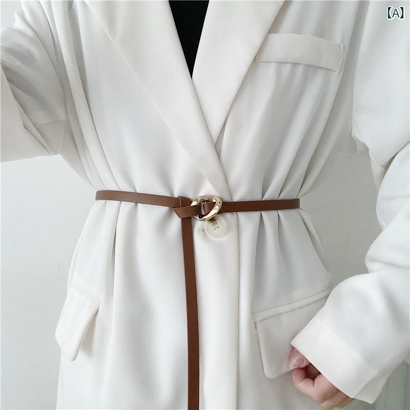 レディース　ベルト　カジュアル 女性用 レトロ 結び ベルト 欧米 ファッション ハイエンド 感 スーツ コート セーターと 合わせやすい 装飾 ウエスト シール 薄型 スタイル