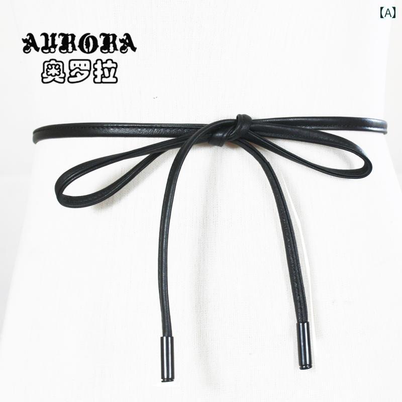 レディース　ベルト　カジュアル 海 寧 ソフト シープスキン ウエスト ロープ 結び カジュアル レディ..