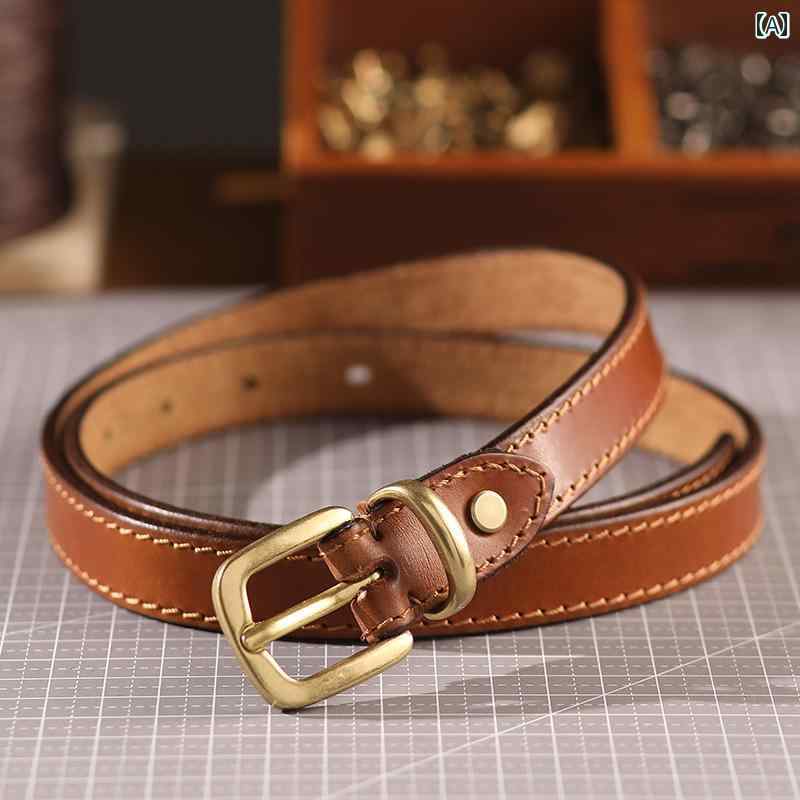 レディース　ベルト　カジュアル 第一層 牛革 ベルト レディース 革 ピン バックルベルト 装飾 ハイエ..