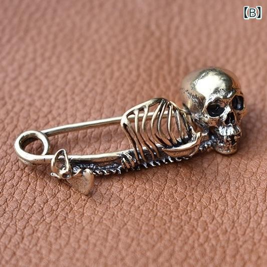 キーホルダー　アクセサリー　メタル ヴィンテージ レトロ スカル ブローチ ダーク 誇張 ユニークな 服 露出 防止 ウエスト ピン ハロウィン