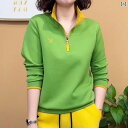 フリース トップス ジッパー 2025 春 ファッション スタンドカラー レジャー ハーフ ジッパー セーター ブラウス レディース 年齢を 感じさせにくい 無...