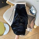 ボトムス レディース スリム 特大 サイズ 300 ジンゴールド ベルベット ワイド レッグ パンツ 男女 秋冬 レトロ ドレープ ストレート カジュアル 2