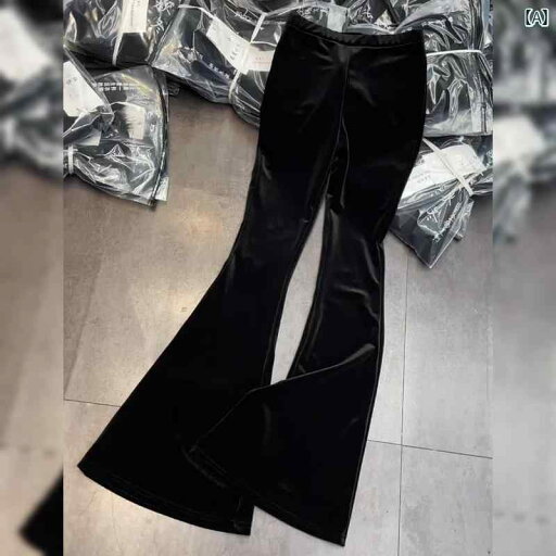ボトムス レディース スリム の 高級 ベルベットの 黒の カジュアル パンツ 女性用 背中に ゴムが 付いた スリムフィット 大人 スタイル フレアパンツ ボトムス レディース スリム の 高級 ベルベットの 黒の カジュアル パンツ 女性用 背中に ゴムが 付いた スリムフィット 大人 スタイル フレアパンツ