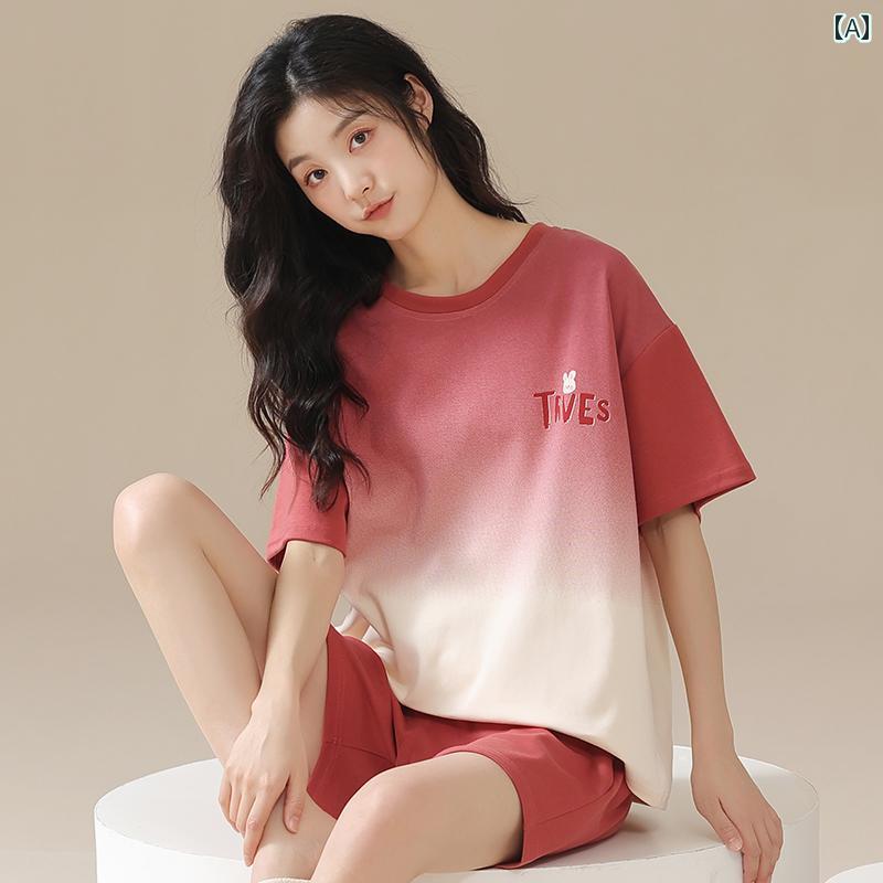 半袖　半ズボン　パジャマ 胸 パッド 付き 夏用 女性用 パジャマ 2025夏用 綿 半袖 ショート パンツは 外で 着用 できる ホームウェア