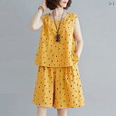 半袖 半ズボン パジャマ コットンシルク パジャマ レディース 夏 カジュアル ママ ウェア ベスト ショーツ コットンリネン ツーピース セット ゆったり ホ...