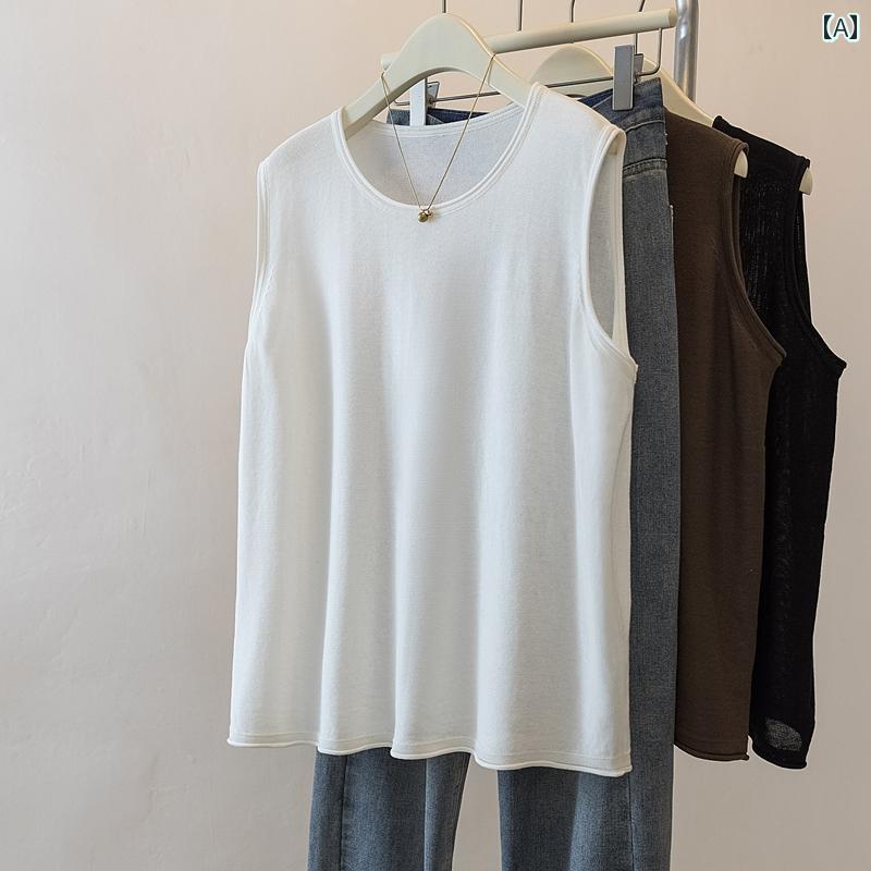 タンクトップ　レディース　ノースリーブ 薄手 竹 綿 冷感 ブラック キャミソール 女性用 夏 アウターと して 着用 大きいサイズ 太めの mm ゆったり お腹 カバー ノースリーブ トップス