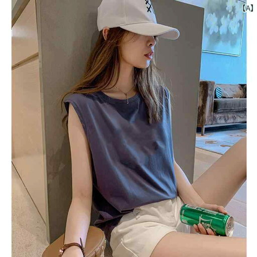 タンクトップ レディース ノースリーブ 夏の 韓国 レディース ベスト Tシャツ ノースリーブ ゆったり コットン 万能 海外 風 BF レイヤリング トップス タンクトップ レディース ノースリーブ 夏の 韓国 レディース ベスト Tシャツ ノースリーブ ゆったり コットン 万能 海外 風 BF レイヤリング トップス