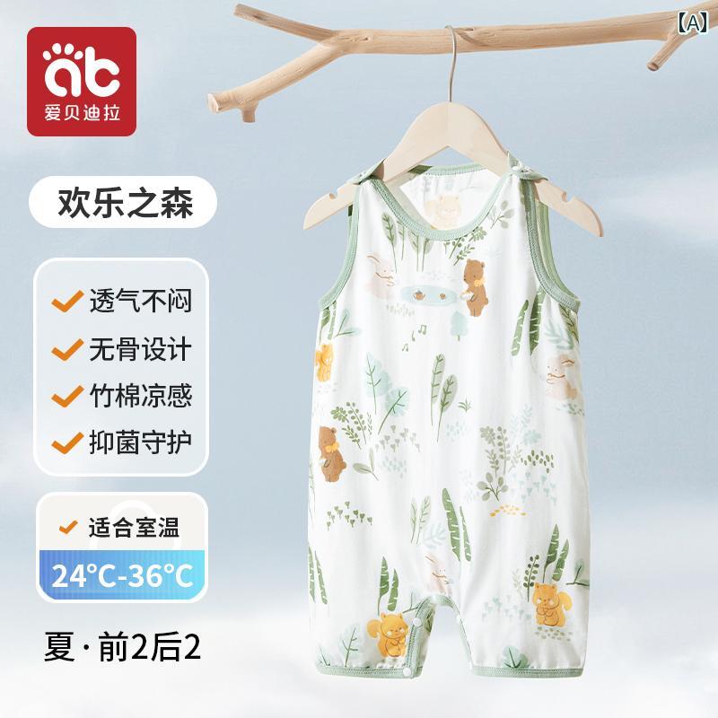 ベビー　服　赤ちゃん 新生児用 ベビー 服 夏用 薄手 コットン パジャマ 1ヶ月用 エアコン ノースリーブベスト ジャンプスーツ