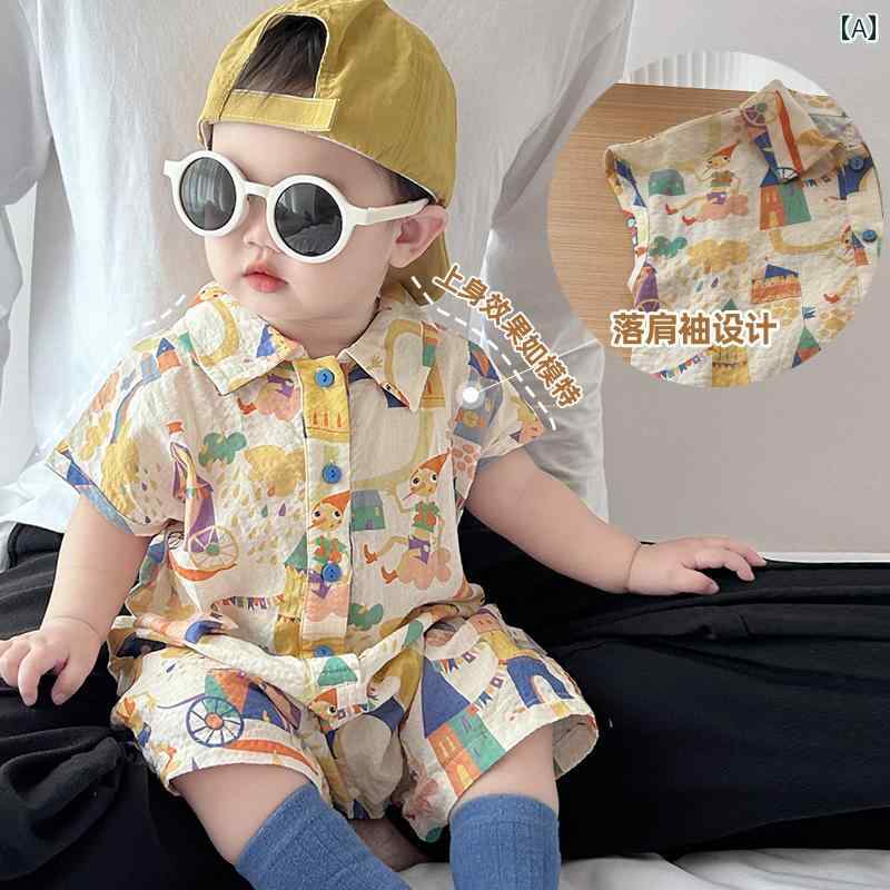 ベビー　服　赤ちゃん ベビー 服 夏 半袖 小さい 月齢 ビーチウェア 男の子 ジャンプスーツ