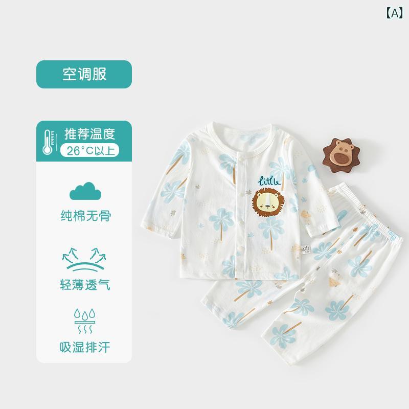 赤ちゃん　パジャマ　ベビー服 ベビー 服 夏 薄手 スプリット 綿 幼児 男の子 長袖 スーツ 女の子 6