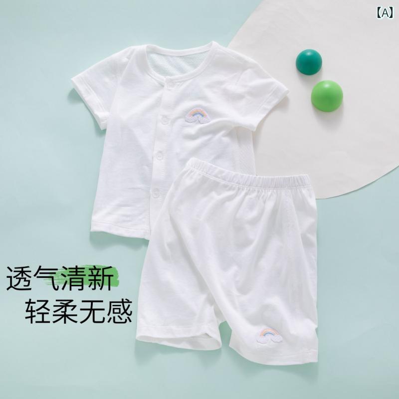 赤ちゃん　パジャマ　ベビー服 新生児 服 夏 薄手 コットン 73 サイズ 80 半袖 カーディガン ビッグ バ..