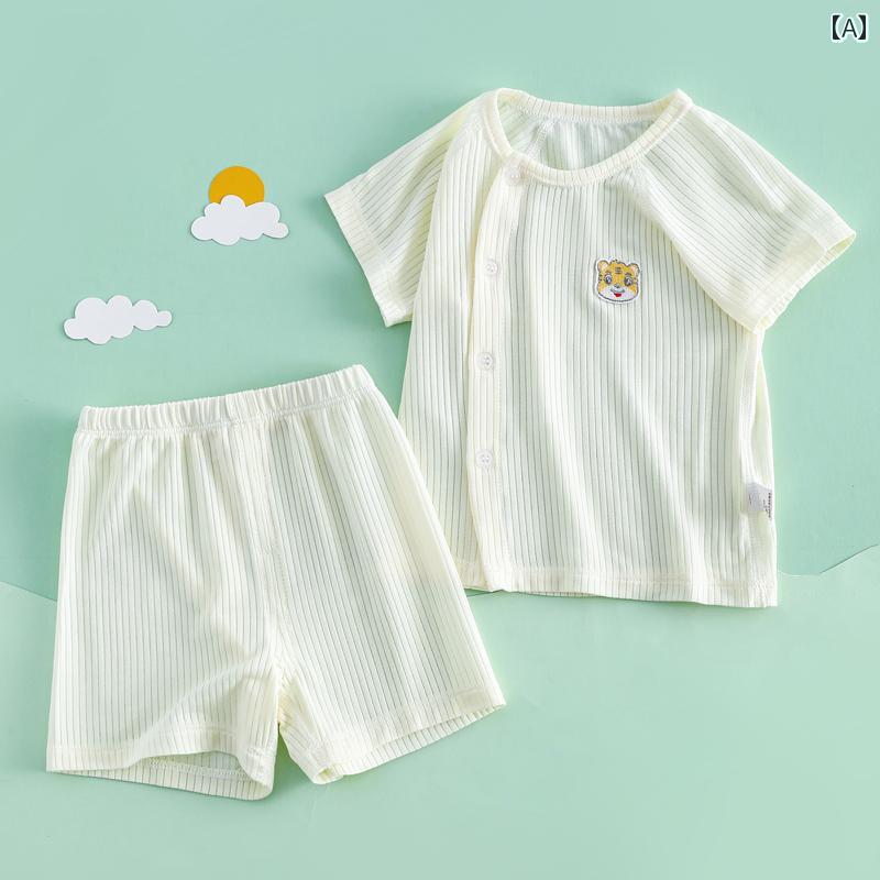 赤ちゃん　パジャマ　ベビー服 ベビー 服 夏 薄手 冷感 モダール 男の子 女の子 03ヶ月 6 分割 スーツ ..