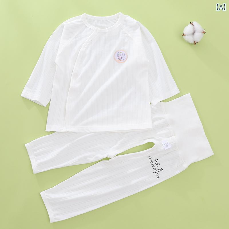 赤ちゃん　パジャマ　ベビー服 モダール ベビー パジャマ 薄手 長袖 空調 服 ハイウエスト 腹 保護 ス..