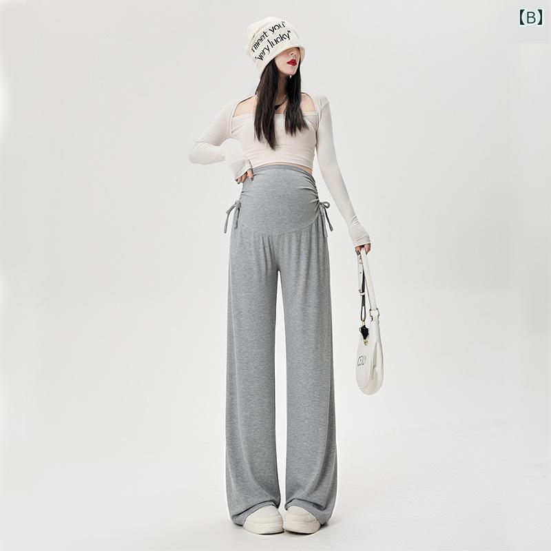 パンツ　スウェット　妊婦 マタニティパンツ 春夏 外 着 2025 ワイド レッグ パンツ お腹を 締め付けない 小さめ 通勤 スポーツ カジュアル