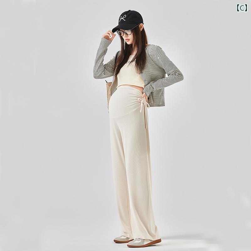 パンツ　スウェット　妊婦 マタニティパンツ 春夏 外 着 2025 ワイド レッグ パンツ お腹を 締め付けない 小さめ 通勤 スポーツ カジュアル