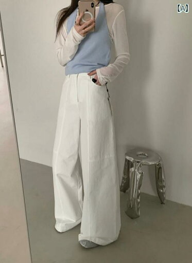 レディース カジュアル パンツ TABLE 2025 春夏 韓国 シンプル ハイウエスト カジュアル ワイド レッグ パンツ レディース スリム フロア モップ レディース カジュアル パンツ TABLE 2025 春夏 韓国 シンプル ハイウエスト カジュアル ワイド レッグ パンツ レディース スリム フロア モップ