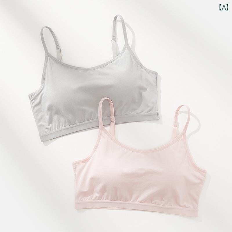 ブラ　女の子　思春期　 女性用 ブラパッド 付き チューブ トップ 小さい ベスト ワンピース キャミソール 露出 防止の ギャザー ボトム 女子 学生用