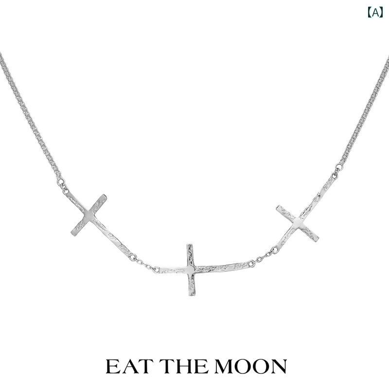 ネックレス　十字架　クロス 小さい 個性的な 液体 クロス スタッキング ネックレス コールド スタイル..