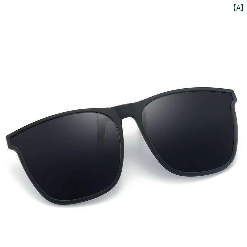 サングラス　めがね　スタイリッシュ GM クリップ オン サングラス メンズ レディースな 偏光 近視 ラージ フレーム 運転 釣り 紫外線 防止 メガネ(4)