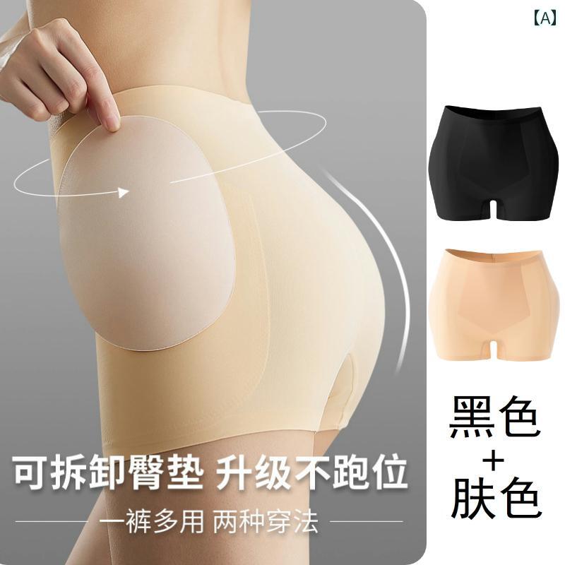 レギンス　パンツ　レディース 股間を 大きくする パッドと フェイク クロッチが 付いた レディース シームレスな ショート レギンス。 ウエストと 腹部を 持ち上げる ボクサー ブリーフと ヒップを ブリーフが ツー イン ワンの 安全 パンツ。