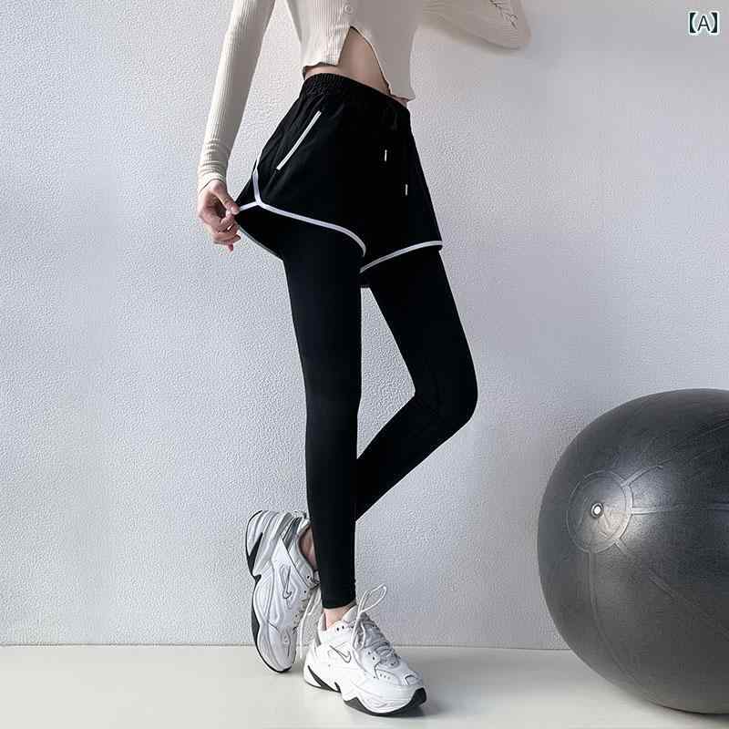 mm 大きいサイズ フェイク ツーピース ショーツ ジム ランニング スポーツウェア 速乾 ゆったり タイト ヨガ ボトムス パンツ