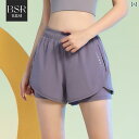 レディース ショーツ フィットネス ヨガ パンツ レディース 夏 スポーツ フェイク ツーピース フィットネス ショーツ 速乾 3点 露出 防止 ランニング 5...