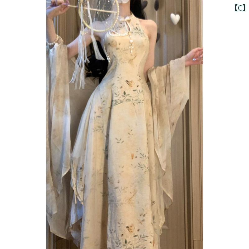 ドレス　チャイナ　レディース 民族 風の 新型 チャイナ ドレスは 美 仙 女 ドレス ロング スカート ツーピース スーツ 春夏型