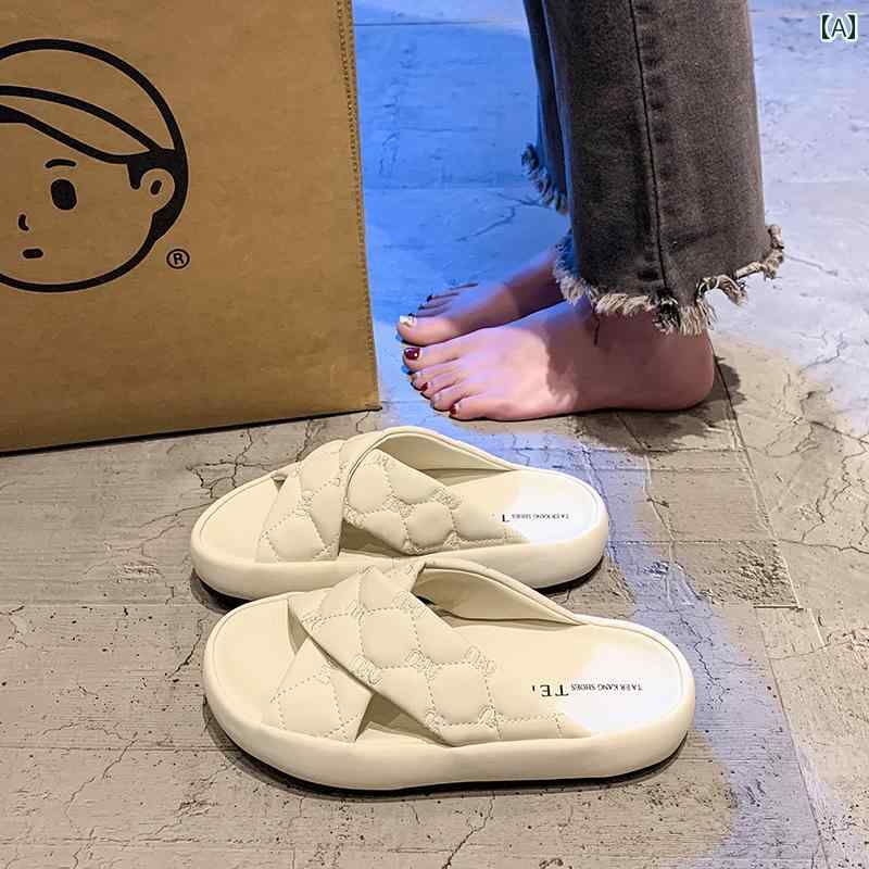 レディース　サンダル　スリッパ 夏の アウトドアウェアに 最適な 女性用 ビーチ スリッパ。 2025年 クロス ストラップの サンダル。で ハイエンド。