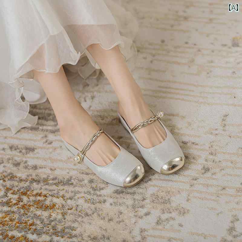 レディース　サンダル　スリッパ フランスの 高級 メリージェーン シューズ 女性用 2025夏用新 スタイ..