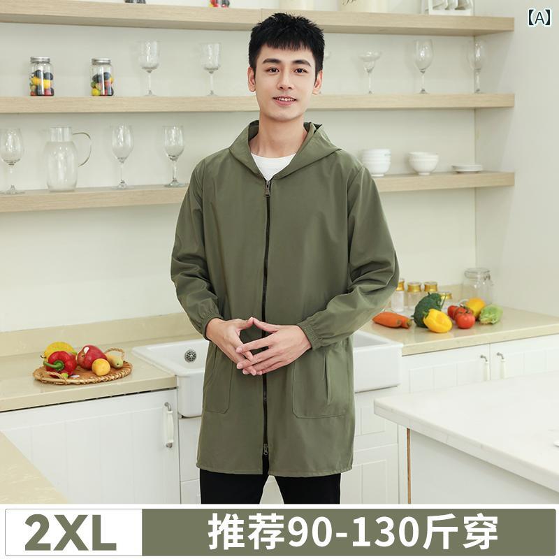 作業着 メンズ ワーク 男性用 オーバー オール 作業着 新型 防水 防 油 長袖 防護 服 夏用 薄手 エプロン 労働 コート